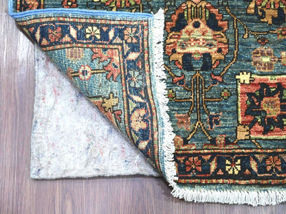 Blue 2'9" x 12'10" Tribal & Geometric Hand knotted Wool Rug - Sku: O021322