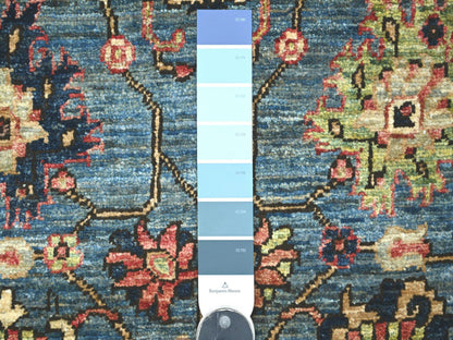 Tribal & Geometric hand-knotted wool runner in Blue & Navy Blue, 2'9" x 12'10" — SKU O021322 (view 3)