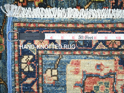 Blue 2'9" x 12'10" Tribal & Geometric Hand knotted Wool Rug - Sku: O021322