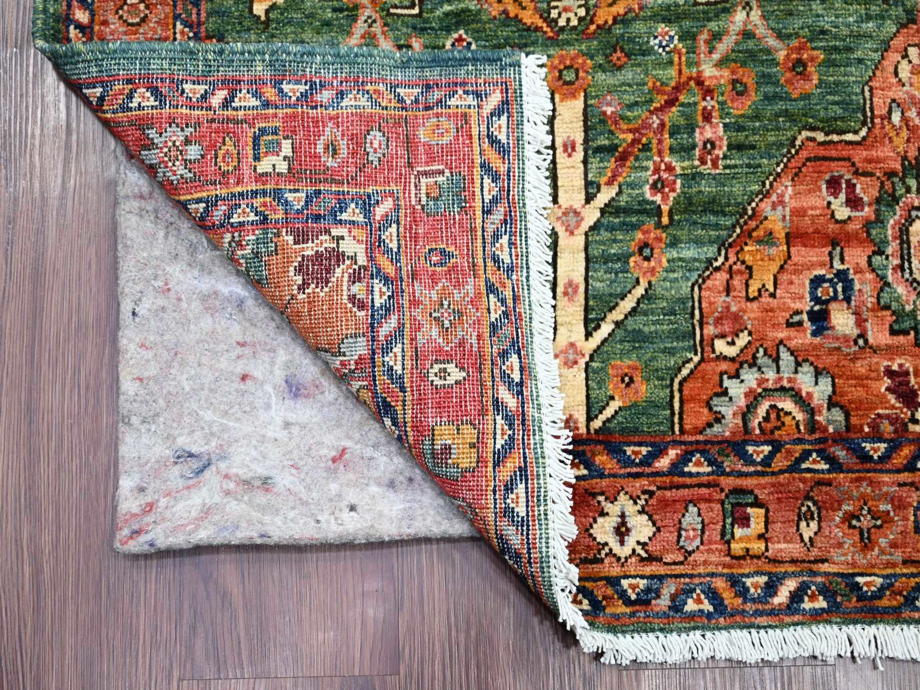 Green 2'5" x 13'9" Tribal & Geometric Hand knotted Wool Rug - Sku: O021323