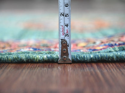 Green 2'5" x 13'9" Tribal & Geometric Hand knotted Wool Rug - Sku: O021323