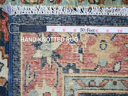 Blue 2'7" x 8'2" Tribal & Geometric Hand knotted Wool Rug - Sku: O021326