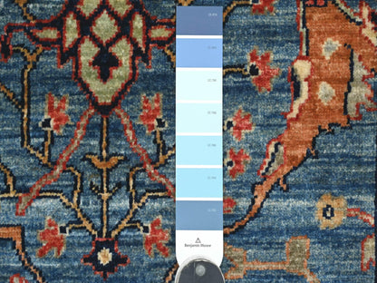 Blue 2'8" x 6'0" Tribal & Geometric Hand knotted Wool Rug - Sku: O021327