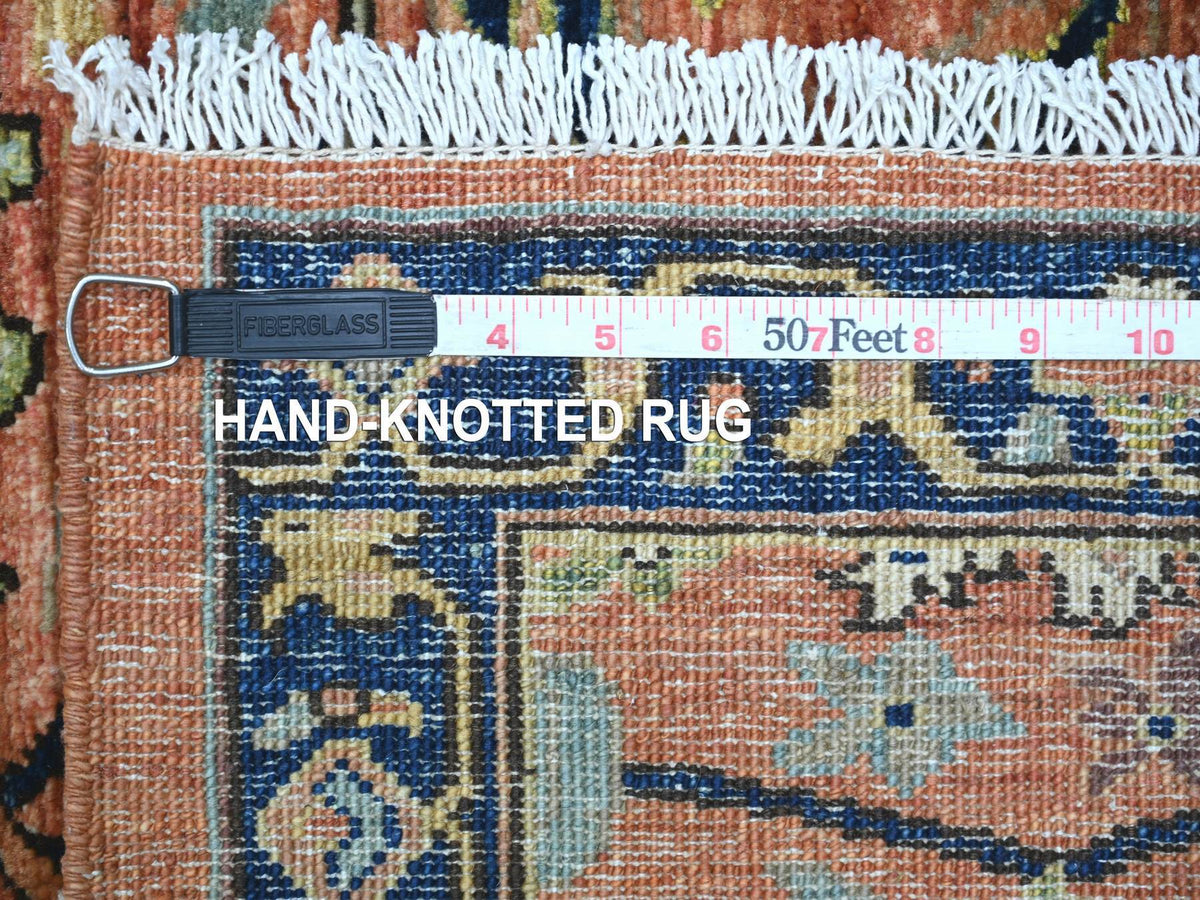 Peshawar Tribal & Geometric hand-knotted wool runner in Red & Navy Blue, 2'10" x 9'5" — SKU O021328 (view 6)