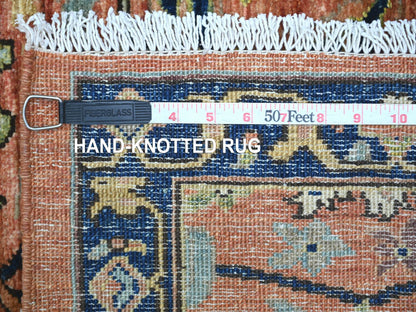 Peshawar Tribal & Geometric hand-knotted wool runner in Red & Navy Blue, 2'10" x 9'5" — SKU O021328 (view 6)