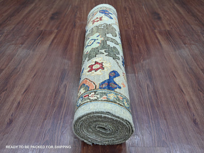 Heriz Tribal & Geometric hand-knotted wool runner in Gray & Brown, 2'11" x 15'9" — SKU O021329 (view 4)