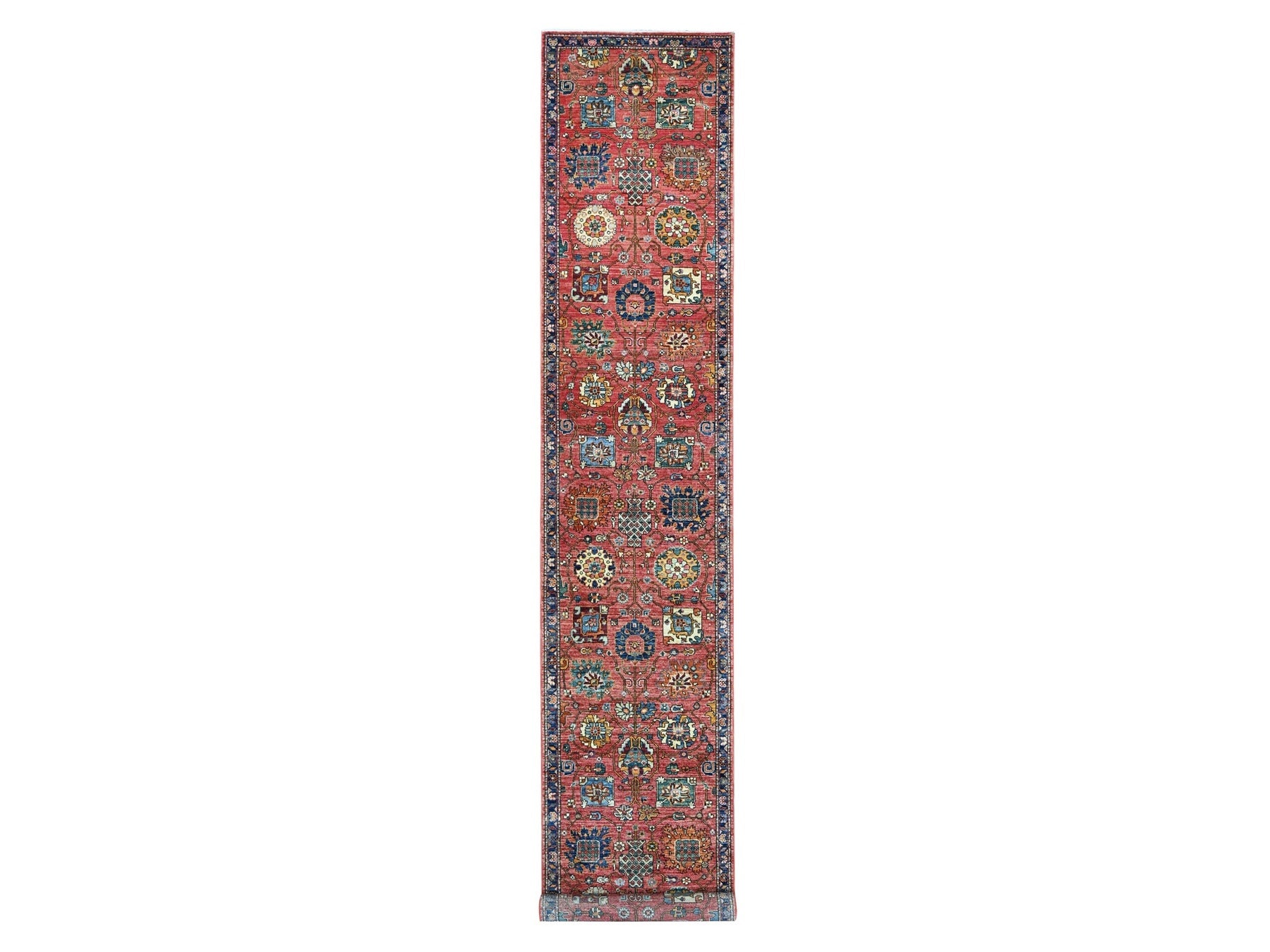 Red 2'8" x 16'1" Tribal & Geometric Hand knotted Wool Rug - Sku: O021331