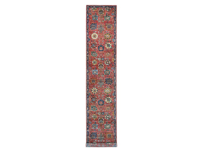 Red 2'8" x 16'1" Tribal & Geometric Hand knotted Wool Rug - Sku: O021331