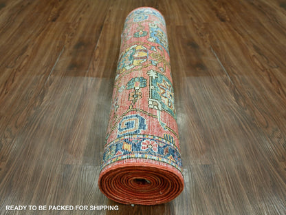 Red 2'8" x 16'1" Tribal & Geometric Hand knotted Wool Rug - Sku: O021331