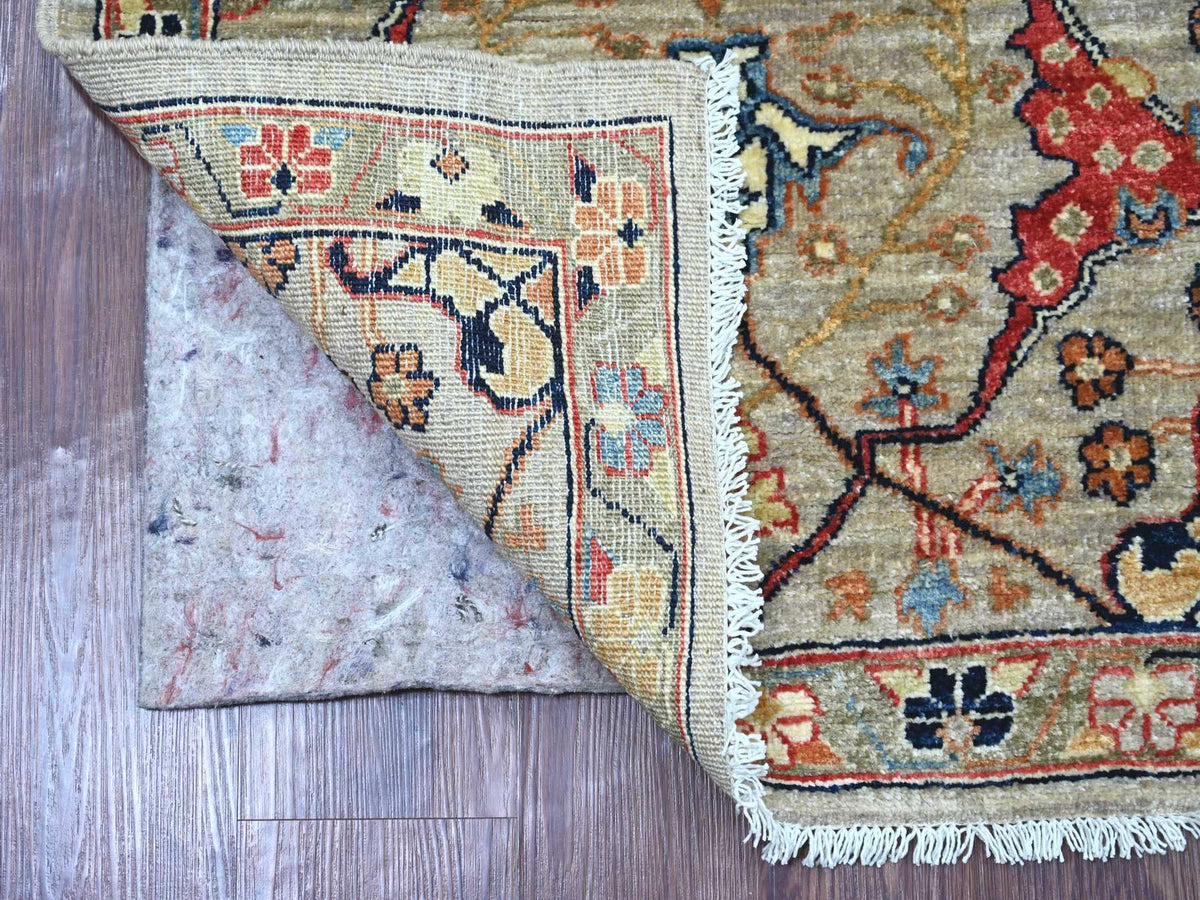Peshawar Tribal & Geometric hand-knotted wool runner in Gray & Green, 2'6" x 7'11" — SKU O021333 (view 2)