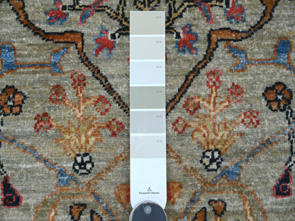 Peshawar Tribal & Geometric hand-knotted wool runner in Gray & Green, 2'6" x 7'11" — SKU O021333 (view 3)