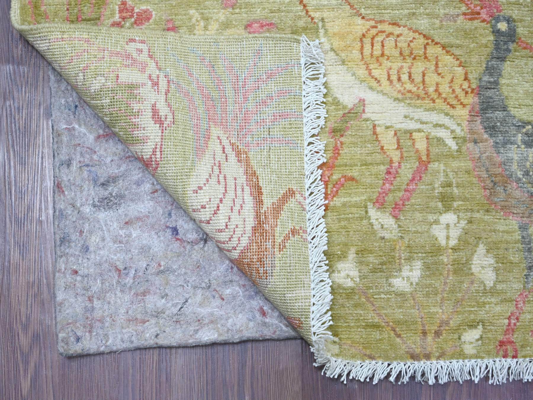 Green 4'0" x 5'10" Oushak And Peshawar Hand knotted Wool Rug - Sku: O021335