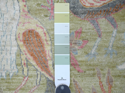Green 4'0" x 5'10" Oushak And Peshawar Hand knotted Wool Rug - Sku: O021335