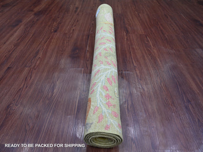 Green 4'0" x 5'10" Oushak And Peshawar Hand knotted Wool Rug - Sku: O021335
