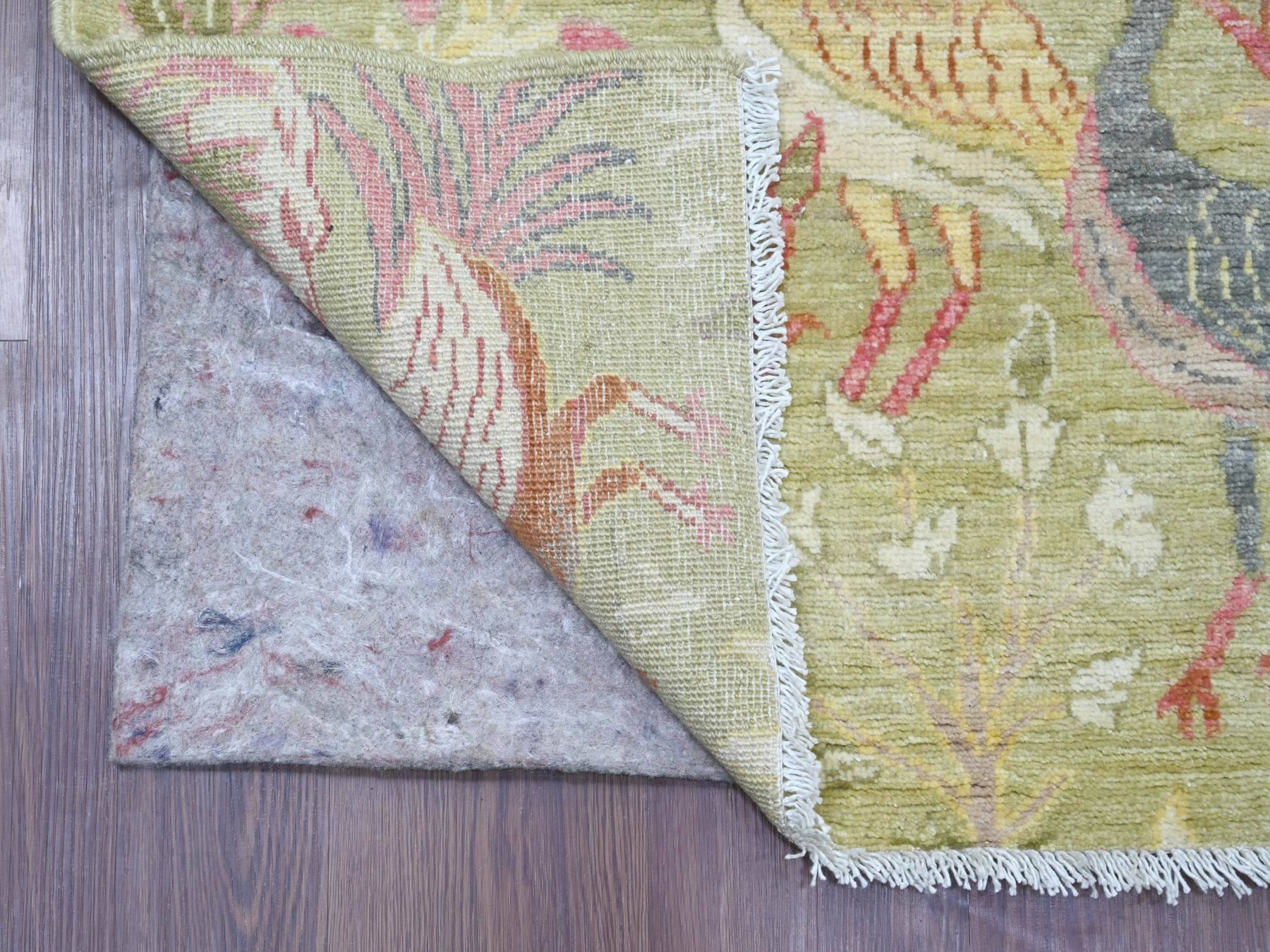 Peshawar Oushak hand-knotted wool runner in Green, 4' x 11'9" — SKU O021337 (view 2)