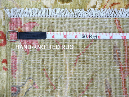 Green 4'0" x 11'9" Oushak And Peshawar Hand knotted Wool Rug - Sku: O021337