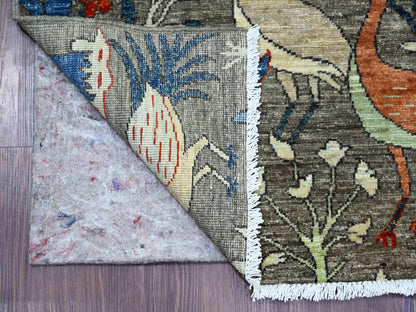 Peshawar Oushak hand-knotted wool runner in Gray, 4'1" x 11'11" — SKU O021338 (view 2)