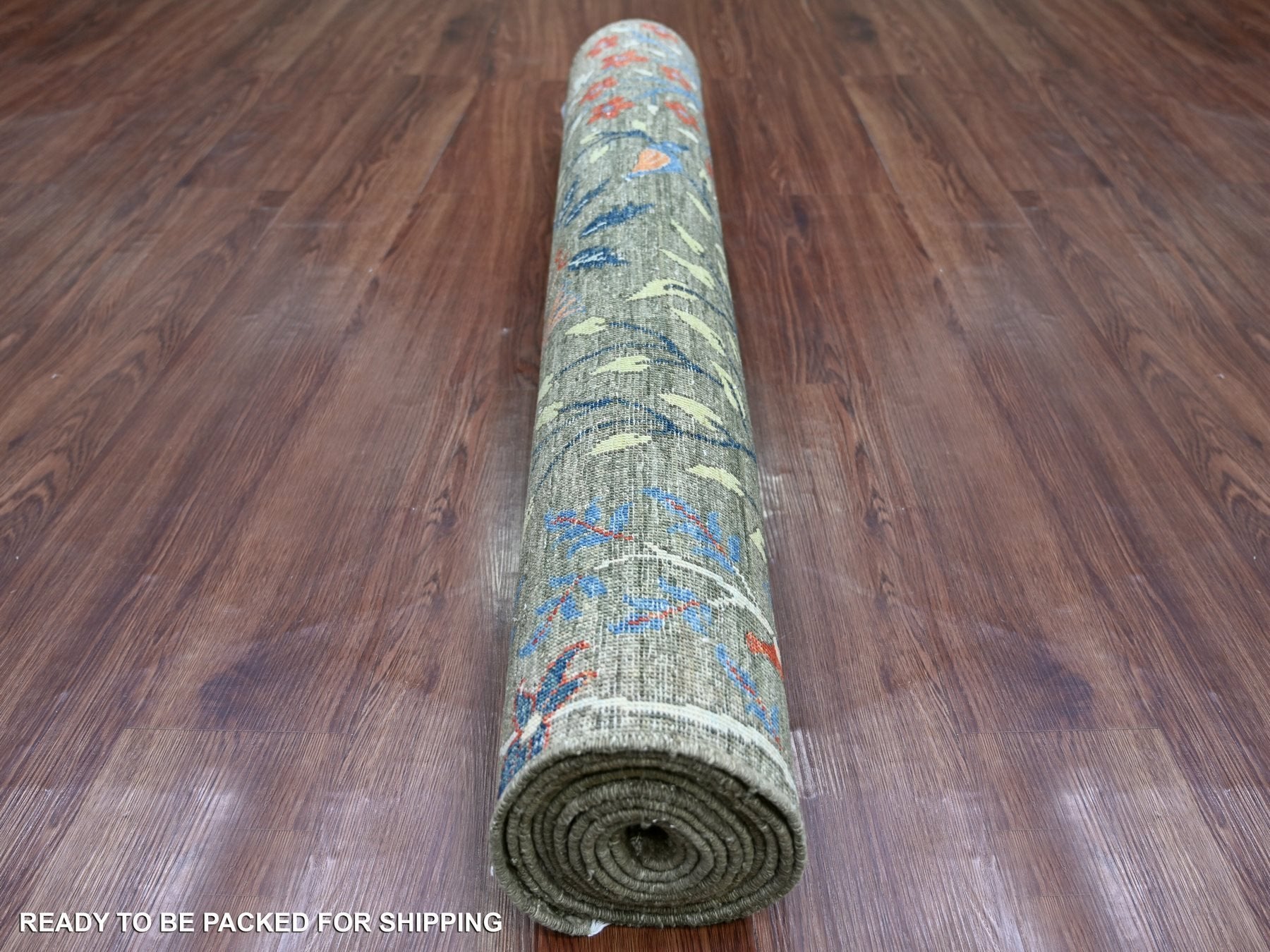 Peshawar Oushak hand-knotted wool runner in Gray, 4'1" x 11'11" — SKU O021338 (view 4)
