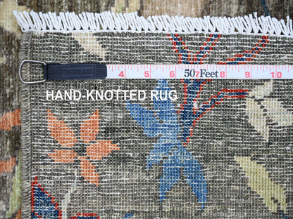Peshawar Oushak hand-knotted wool runner in Gray, 4'1" x 11'11" — SKU O021338 (view 6)
