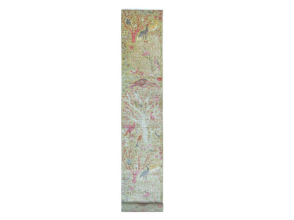 Green 2'6" x 20'0" Oushak And Peshawar Hand knotted Wool Rug - Sku: O021339