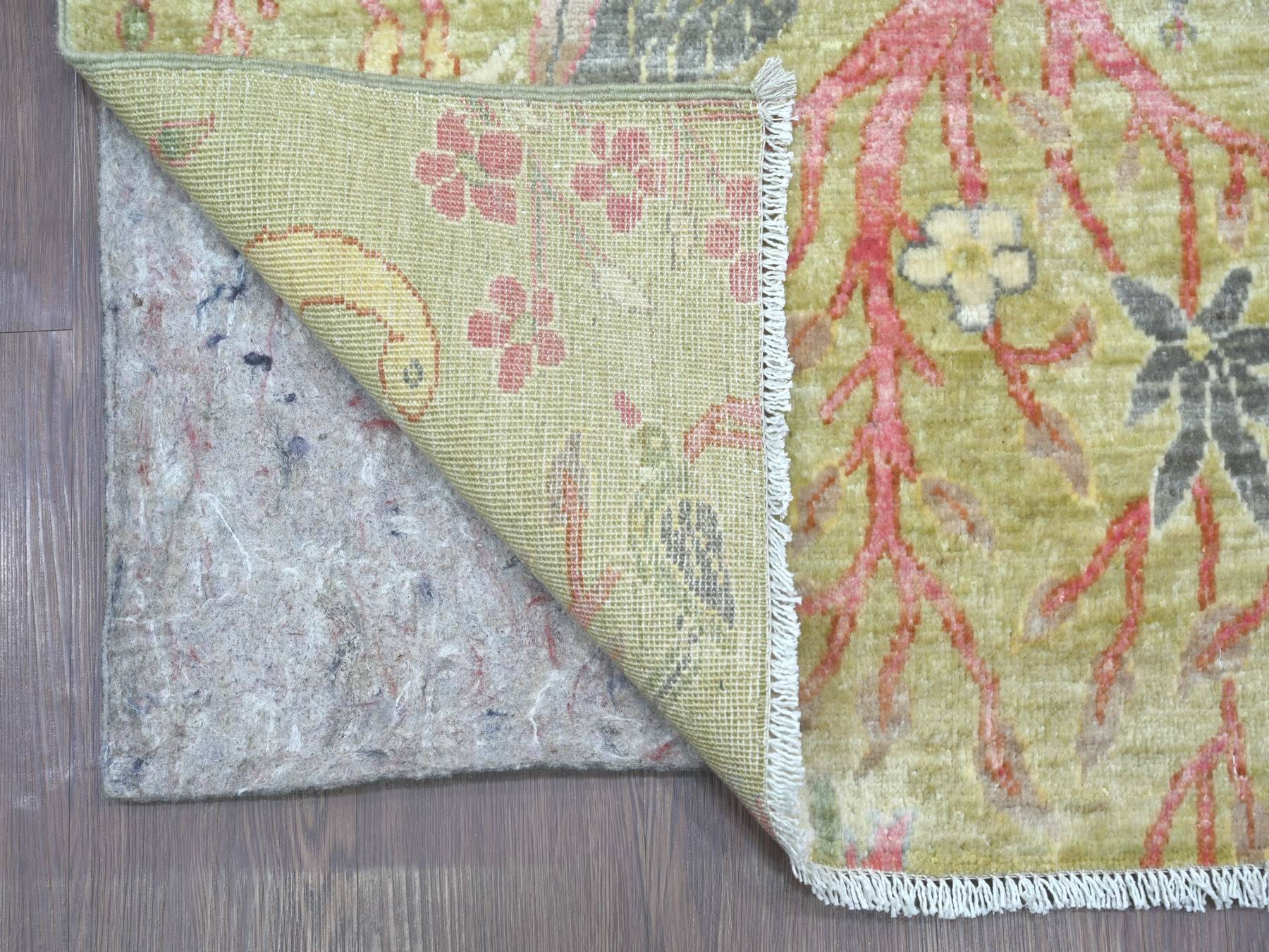 Green 2'6" x 20'0" Oushak And Peshawar Hand knotted Wool Rug - Sku: O021339