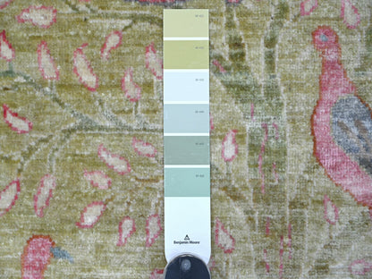 Green 2'6" x 20'0" Oushak And Peshawar Hand knotted Wool Rug - Sku: O021339