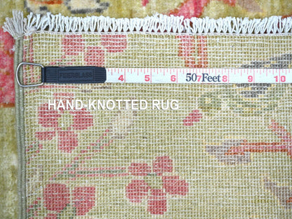 Green 2'6" x 20'0" Oushak And Peshawar Hand knotted Wool Rug - Sku: O021339
