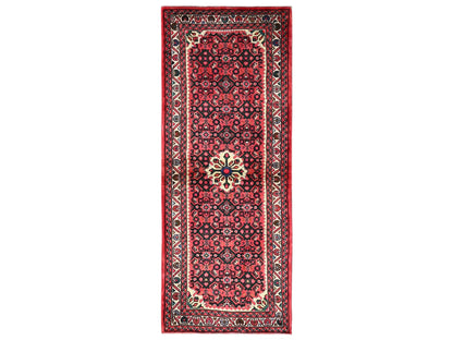 Tribal & Geometric hand-knotted wool runner in Red & Rust Red, 2'5" x 6'3" — SKU O02133