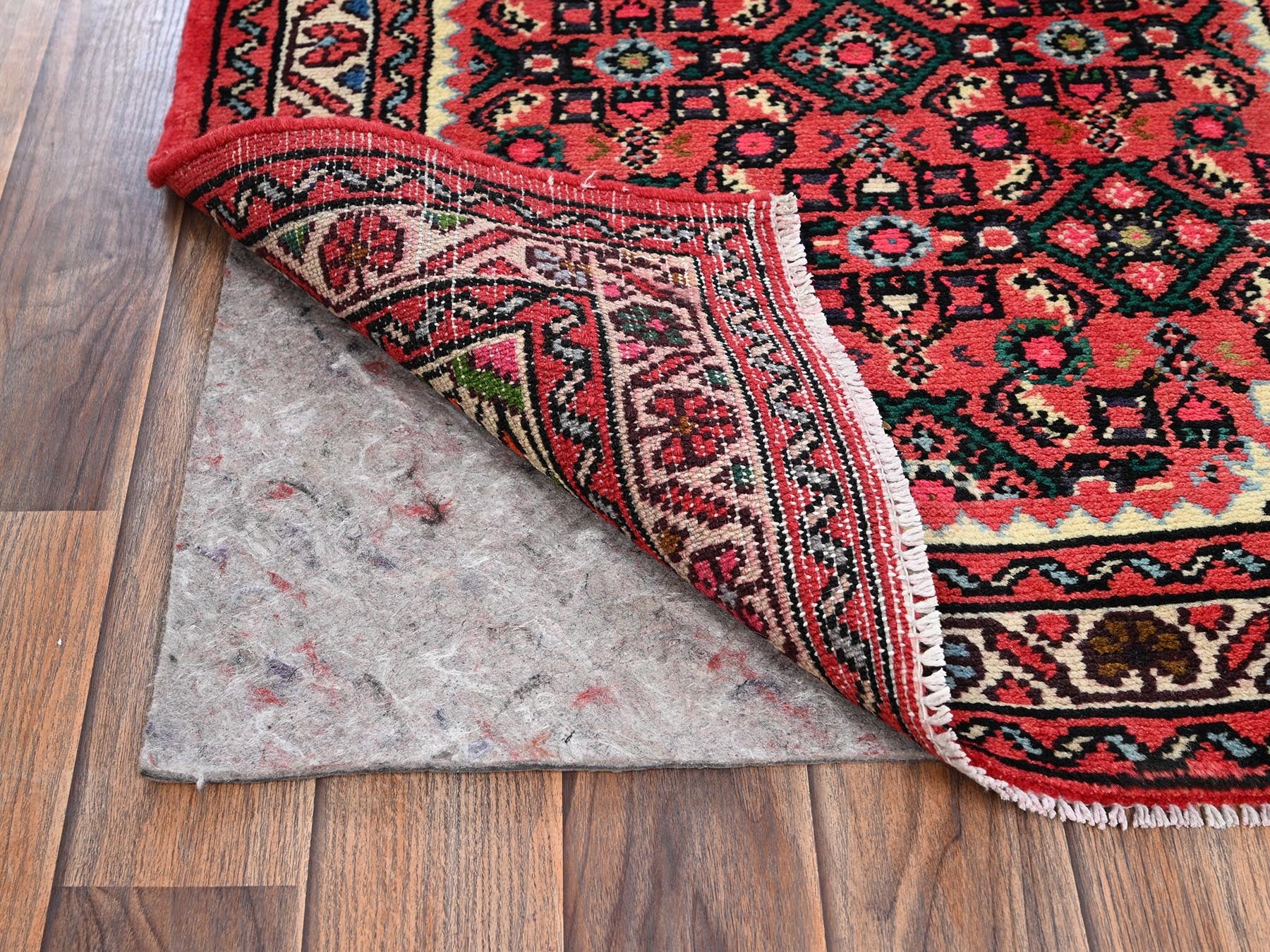 Tribal & Geometric hand-knotted wool runner in Red & Rust Red, 2'5" x 6'3" — SKU O02133 (view 3)