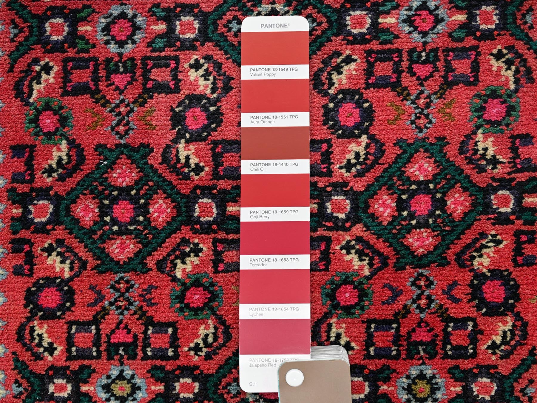 Tribal & Geometric hand-knotted wool runner in Red & Rust Red, 2'5" x 6'3" — SKU O02133 (view 4)