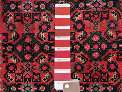 Tribal & Geometric hand-knotted wool runner in Red & Rust Red, 2'5" x 6'3" — SKU O02133 (view 4)