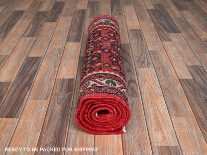 Tribal & Geometric hand-knotted wool runner in Red & Rust Red, 2'5" x 6'3" — SKU O02133 (view 5)