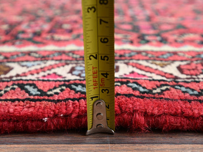 Tribal & Geometric hand-knotted wool runner in Red & Rust Red, 2'5" x 6'3" — SKU O02133 (view 6)