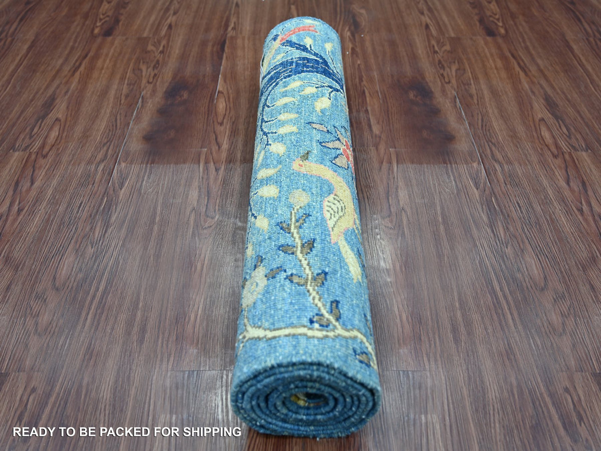 Peshawar Oushak hand-knotted wool runner in Blue, 2'6" x 7'7" — SKU O021340 (view 4)