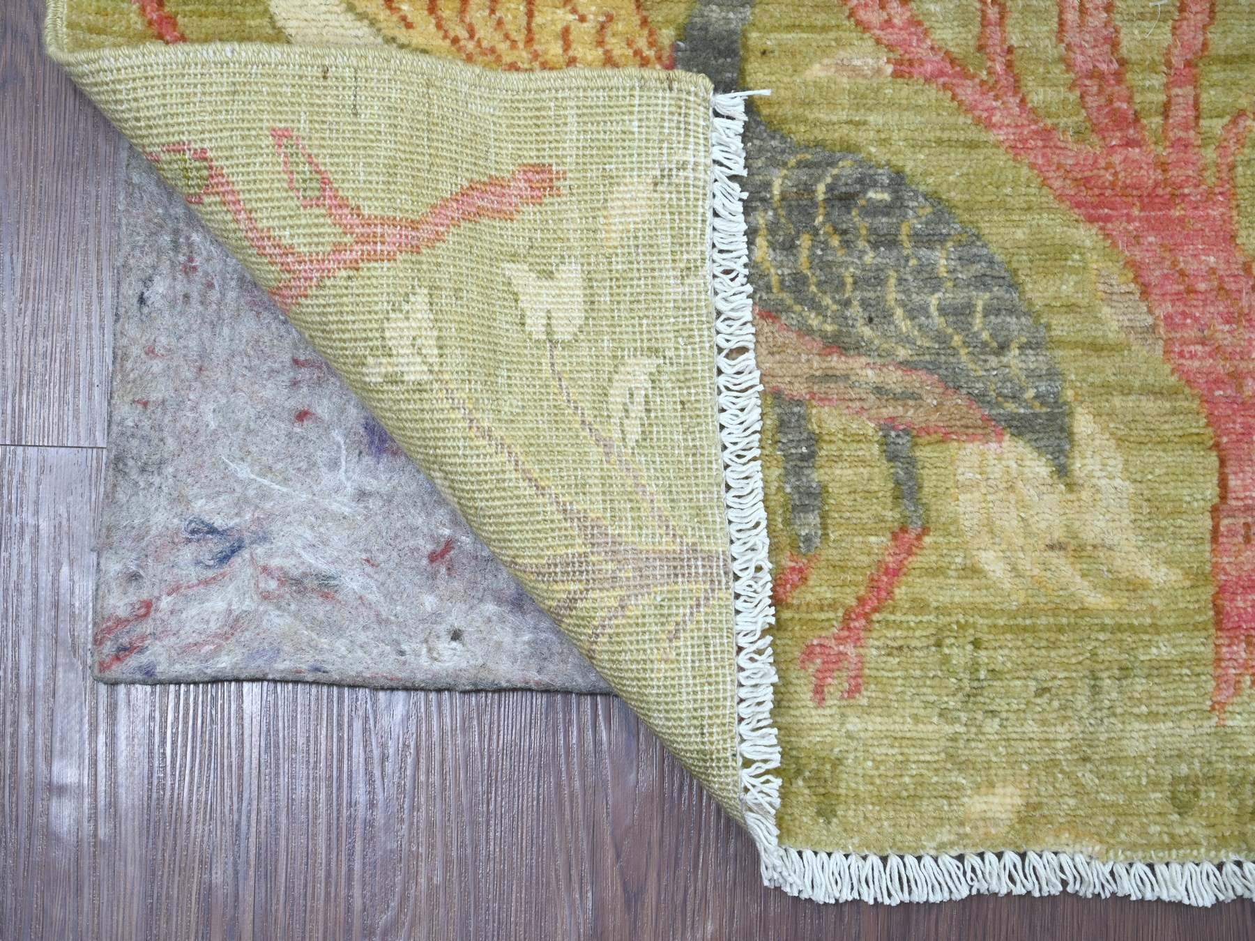 Green 2'8" x 8'3" Oushak And Peshawar Hand knotted Wool Rug - Sku: O021344
