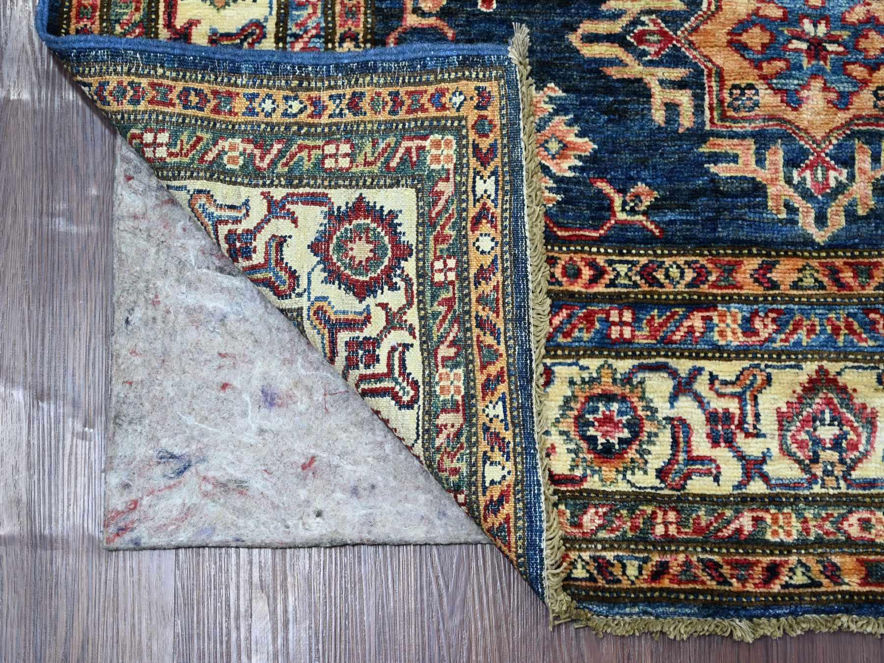 Blue 4'0" x 6'0" Tribal & Geometric Hand knotted Wool Rug - Sku: O021346