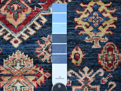 Blue 4'0" x 6'0" Tribal & Geometric Hand knotted Wool Rug - Sku: O021346
