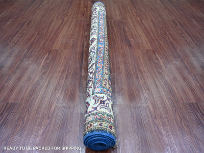 Blue 4'0" x 6'0" Tribal & Geometric Hand knotted Wool Rug - Sku: O021346