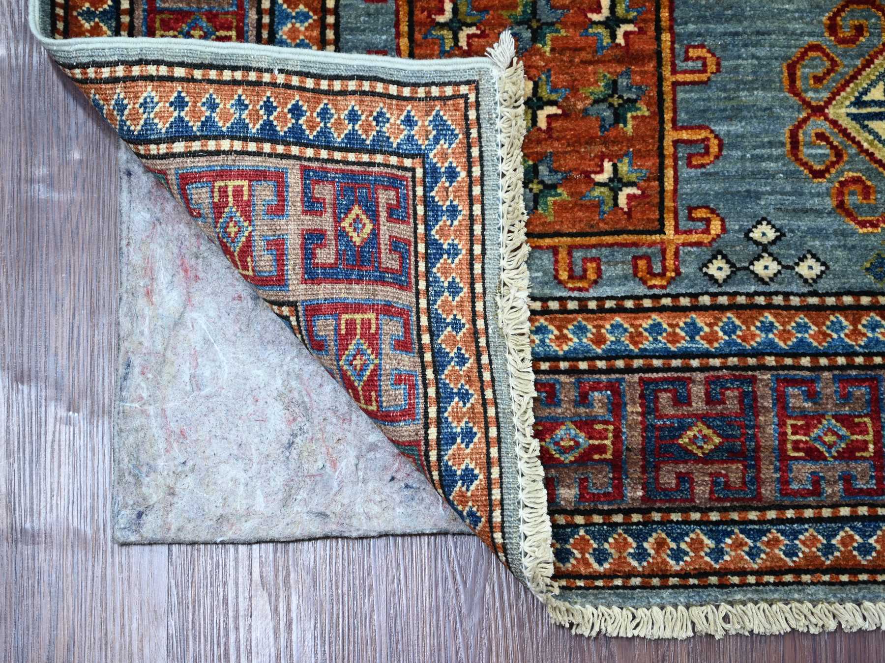 Blue 4'2" x 6'2" Tribal & Geometric Hand knotted Wool Rug - Sku: O021347
