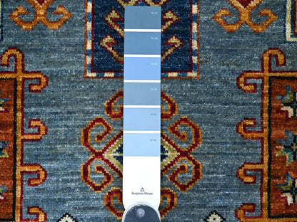 Blue 4'2" x 6'2" Tribal & Geometric Hand knotted Wool Rug - Sku: O021347