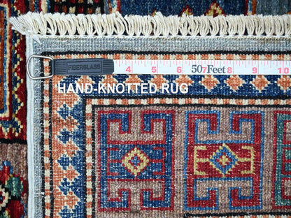 Blue 4'2" x 6'2" Tribal & Geometric Hand knotted Wool Rug - Sku: O021347