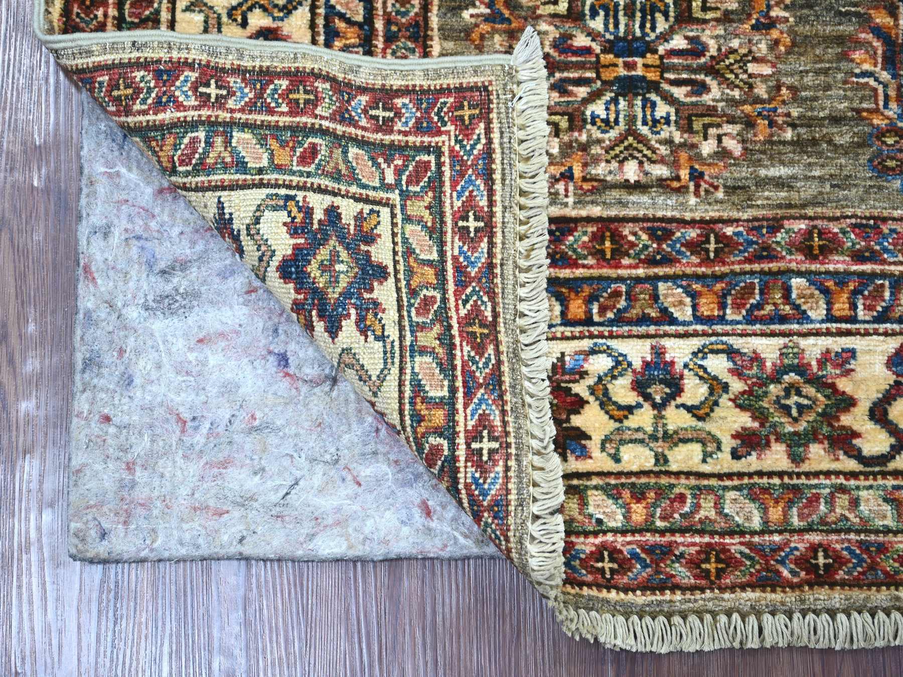 Kazak Tribal & Geometric hand-knotted wool rug in Gray & Ivory, 3'11" x 5'11" — SKU O021348 (view 2)