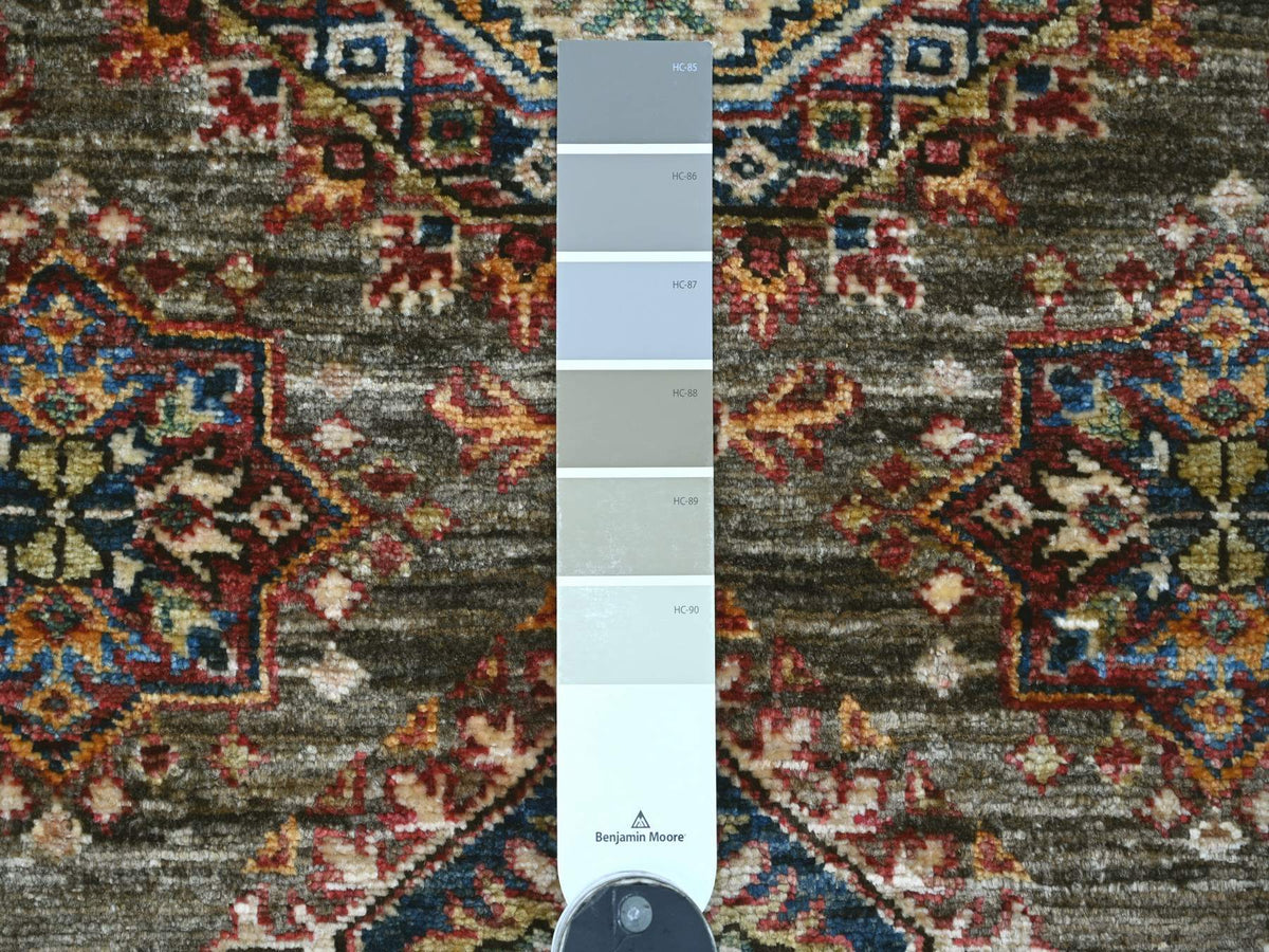 Kazak Tribal & Geometric hand-knotted wool rug in Gray & Ivory, 3'11" x 5'11" — SKU O021348 (view 3)