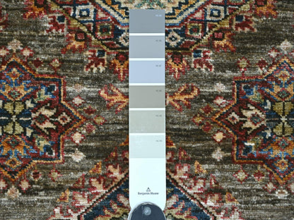 Kazak Tribal & Geometric hand-knotted wool rug in Gray & Ivory, 3'11" x 5'11" — SKU O021348 (view 3)