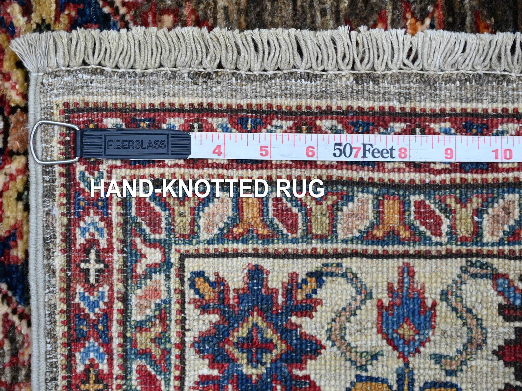 Kazak Tribal & Geometric hand-knotted wool rug in Gray & Ivory, 3'11" x 5'11" — SKU O021348 (view 6)