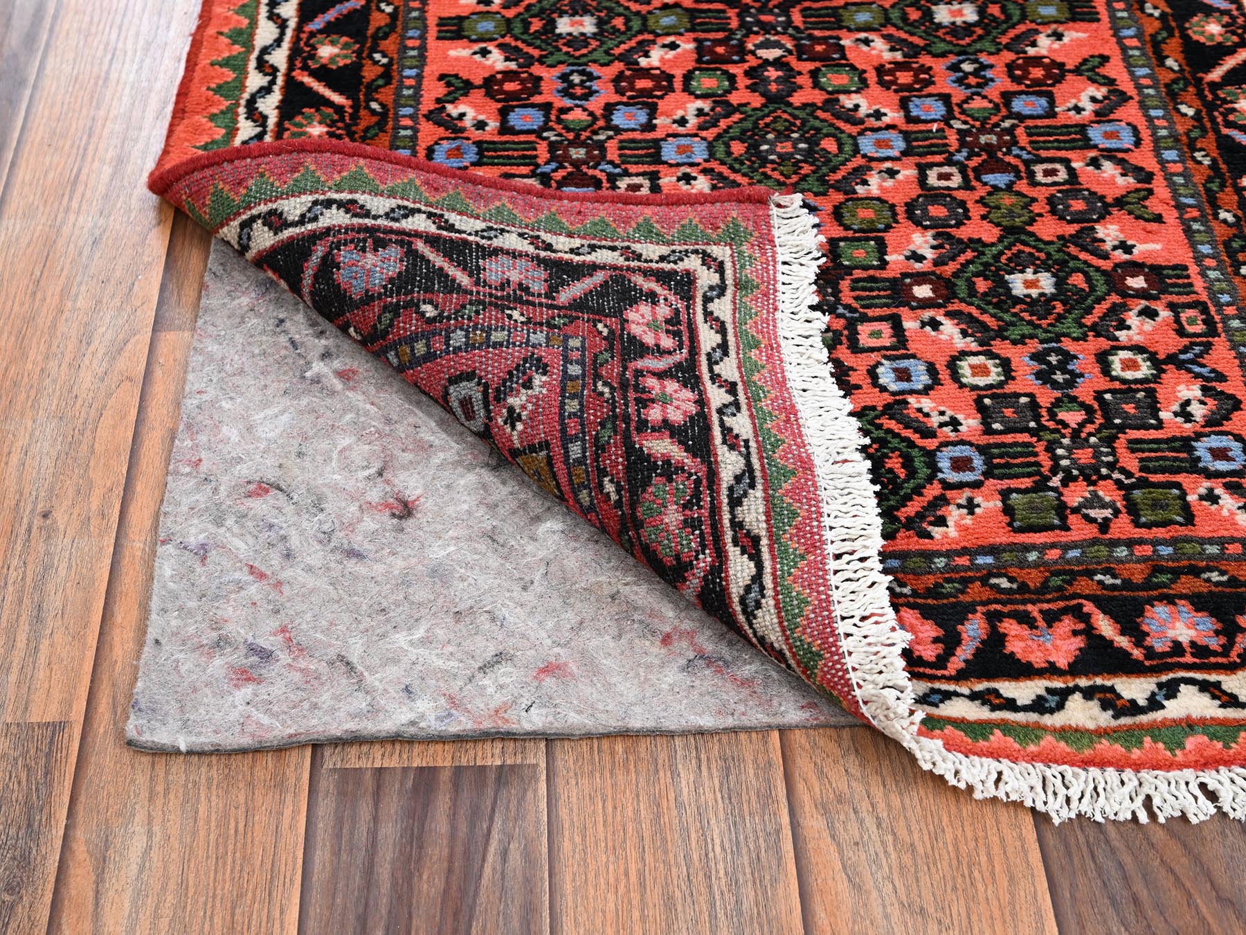 Tribal & Geometric hand-knotted wool runner in Orange & Ivory, 2'3" x 6'4" — SKU O02134 (view 3)
