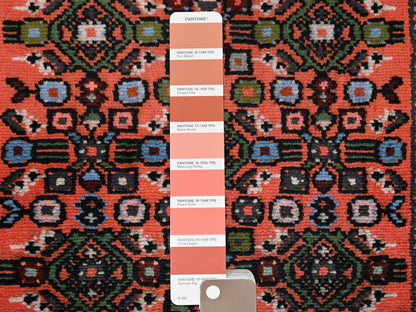 Tribal & Geometric hand-knotted wool runner in Orange & Ivory, 2'3" x 6'4" — SKU O02134 (view 4)