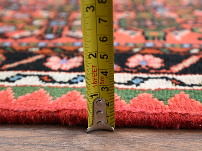 Tribal & Geometric hand-knotted wool runner in Orange & Ivory, 2'3" x 6'4" — SKU O02134 (view 6)