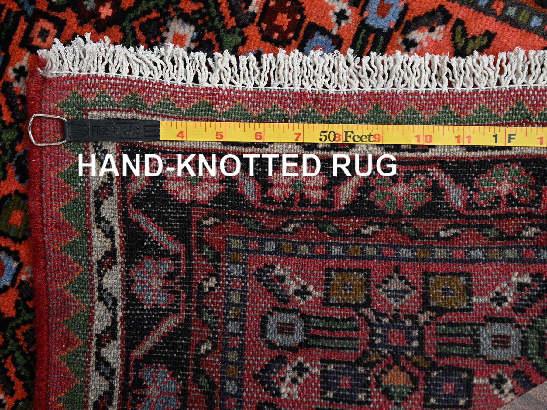 Tribal & Geometric hand-knotted wool runner in Orange & Ivory, 2'3" x 6'4" — SKU O02134 (view 7)
