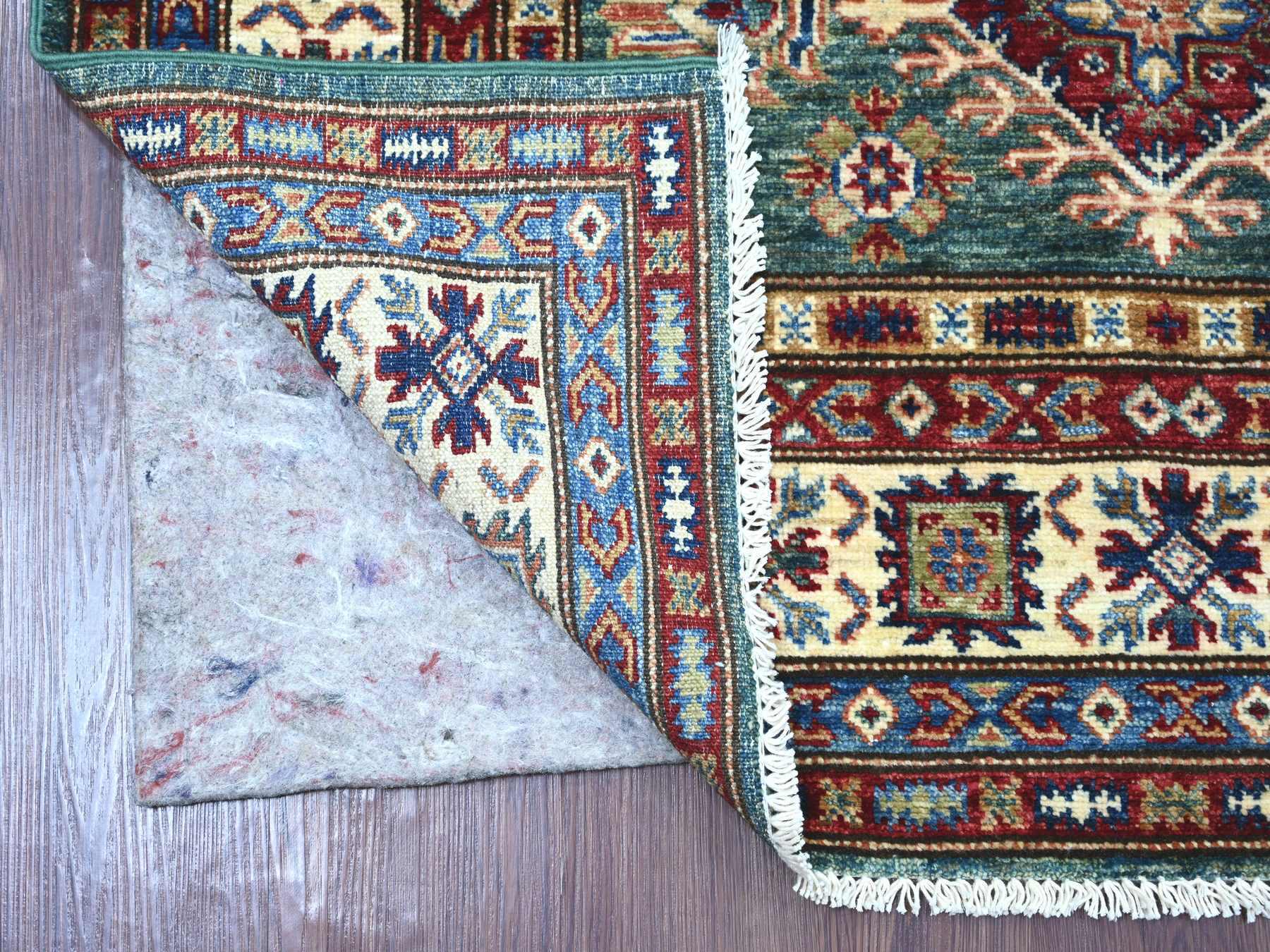 Green 4'0" x 6'7" Tribal & Geometric Hand knotted Wool Rug - Sku: O021350